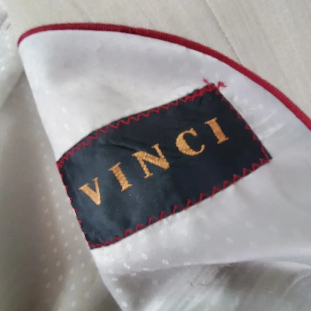 VINCI Men's 40R Tan Striped 2 Button Lined Blazer Sport Coat Italian Designed